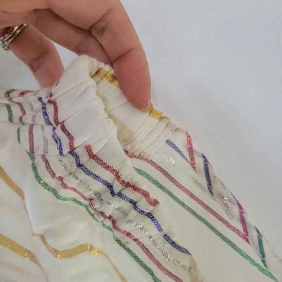 ❤ 3 For $35 Revolve Saylor metallic stripe  ruffle crop short sleeve blouse xs - Picture 15 of 15